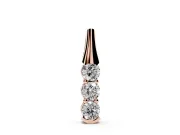 Round Lab-Grown Diamond Three-Stone Vertical Pendant Necklace | Tapered Bail | Rose Gold