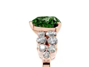 Heart-Shaped Side Stone Engagement Ring Setting for a Fancy Green Lab-Grown Diamond | Shoulder Clusters | Rose Gold