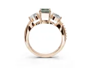 Emerald Cut Three Stone Engagement Ring Setting for a Fancy Green Lab-Grown Diamond | Tapered Pave Band | Rose Gold