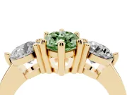 Marquise Three Stone Engagement Ring Setting for a Fancy Green Lab-Grown Diamond | Open Prong Baskets | Yellow Gold