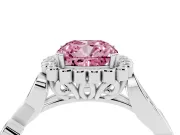 Cushion Cut Leaf Halo Engagement Ring Setting for a Fancy Pink Lab-Grown Diamond | Sterling Silver