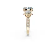 Oval Three Stone Engagement Ring Setting for a Fancy Blue Lab-Grown Diamond | Tapered Pave Band | Yellow Gold