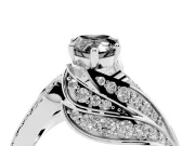 Fancy Black Pear Cut Diamond Solitaire Ring Set in White gold with Layered Twist Pavé Band