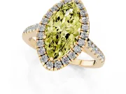 Marquise Halo Engagement Ring Setting for a Fancy Yellow Lab-Grown Diamond | Pave Shoulders | Yellow Gold