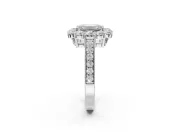 Emerald Cut Vintage Halo Engagement Ring Setting | Milgrain Channel Band | White Gold