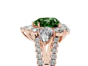 Fancy Green Heart Cut Diamond Halo Split Shank Engagement Ring Set in Rose gold with Prong-Held Center Stone