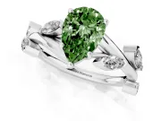 Pear-Shaped Twisted Vine Engagement Ring Setting for a Fancy Green Lab-Grown Diamond | White Gold