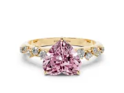Heart-Shaped Graduated Solitaire Engagement Ring Setting for a Fancy Pink Lab-Grown Diamond | Yellow Gold