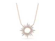 Round Lab-Grown Diamond Pavé Sunburst Pendant Necklace | Open Circle | Rose Gold
