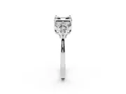 Fancy Black Asscher Cut Diamond Solitaire Ring Set in White gold with Cluster Accents on Each Side