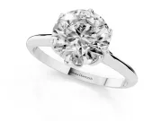 Round Cut Diamond Solitaire Cathedral Ring Set in White gold with Prong Setting