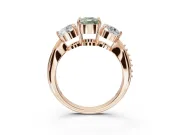Cushion Cut Three Stone Engagement Ring Setting for a Fancy Green Lab-Grown Diamond | Tapered Pave Band | Rose Gold