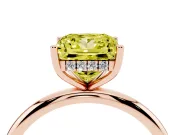 Fancy Yellow Princess Cut Diamond Solitaire Engagement Ring Set in Rose gold with Prong Setting and Polished Band