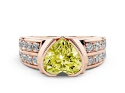 Heart-Shaped Half Bezel Engagement Ring Setting for a Fancy Yellow Lab-Grown Diamond | Channel Band | Rose Gold