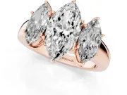 Marquise Three Stone Engagement Ring Setting | Touching Side Stones | Rose Gold