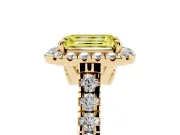 Emerald Cut Accented Halo Engagement Ring Setting for a Fancy Yellow Lab-Grown Diamond | Yellow Gold