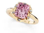 Radiant Cut Petal Halo Engagement Ring Setting for a Fancy Pink Lab-Grown Diamond | Yellow Gold