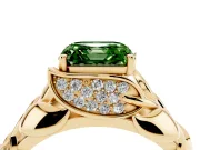 Asscher Cut Leaf Bypass Engagement Ring Setting for a Fancy Green Lab-Grown Diamond | Yellow Gold