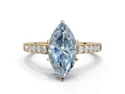 Marquise Pavé Solitaire Engagement Ring Setting for a Fancy Blue Lab-Grown Diamond | Crossover Gallery | Yellow Gold