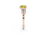 Fancy Yellow Heart Cut Diamond Cluster Engagement Ring Set in Rose gold with Pavé Band and Prong Setting