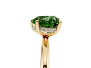 Fancy Green Heart Cut Diamond Solitaire Ring Set in Yellow gold with Thin Band and Prong Setting