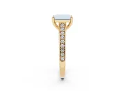 Radiant Cut Graduated Pave Cathedral Engagement Ring Setting | Scroll Cut-Outs | Yellow Gold