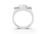 Oval Channel-Set Three Stone Engagement Ring Setting | Wide Flat Band | Platinum