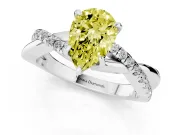 Pear-Shaped Crossover Engagement Ring Setting for a Fancy Yellow Lab-Grown Diamond | Platinum
