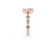 Oval Milgrain Bezel Engagement Ring Setting | Geometric Station Band | Rose Gold