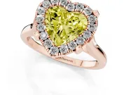 Heart-Shaped Claw Corner Halo Engagement Ring Setting for a Fancy Yellow Lab-Grown Diamond | Slim Plain Band | Rose Gold