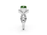 Fancy Green Princess Cut Diamond Solitaire Twist Band Pavé Engagement Ring Set in White gold