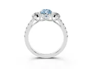 Pear-Shaped Three Stone Engagement Ring Setting for a Fancy Blue Lab-Grown Diamond | Pave Shoulders | Sterling Silver