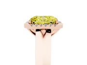 Fancy Yellow Radiant Cut Diamond Halo Ring Set in Rose gold with Cathedral Band and Prong Setting