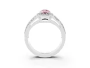 Pear-Shaped Halo Engagement Ring Setting for a Fancy Pink Lab-Grown Diamond | Two-Row Pave Split Shank | Sterling Silver