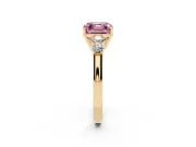 Asscher Cut 5 Stone Engagement Ring Setting for a Fancy Pink Lab-Grown Diamond | Yellow Gold