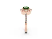 Round Vintage Milgrain Halo Engagement Ring Setting for a Fancy Green Lab-Grown Diamond | Pierced Gallery | Rose Gold