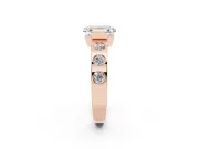 Emerald Cut Tension Style Engagement Ring Setting | Flush Set Accents | Rose Gold