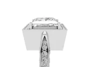 Princess Cut Vintage Milgrain Halo Engagement Ring Setting | Side Stones and Pave | Platinum
