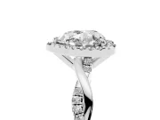 Heart Cut Diamond Halo Twisted Band Ring Set in White gold with Prong Setting