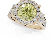 Round Halo Engagement Ring Setting for a Fancy Yellow Lab-Grown Diamond | Graduated Channel Band | Yellow Gold