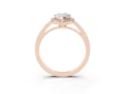 Pear-Shaped Thin Halo Low Profile Engagement Ring Setting | Slim Plain Band | Rose Gold