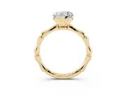 Heart-Shaped Bamboo Solitaire Engagement Ring Setting | Segmented Band | Yellow Gold