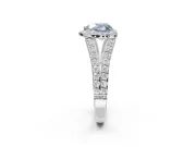 Heart-Shaped Halo Pavé Engagement Ring Setting for a Fancy Blue Lab-Grown Diamond | Narrow Split Shank | Sterling Silver