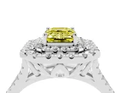 Emerald Cut Halo Split Shank Engagement Ring Setting for a Fancy Yellow Lab-Grown Diamond | White Gold