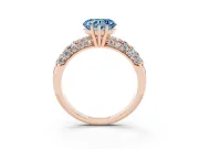 Heart-Shaped Multi Row Pave Engagement Ring Setting for a Fancy Blue Lab-Grown Diamond | Rose Gold