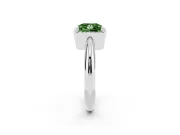 Fancy Green Princess Cut Diamond Halo Engagement Ring Set in White gold with Plain Split Shank and Prong Setting