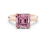 Asscher Cut Solitaire Engagement Ring Setting for a Fancy Pink Lab-Grown Diamond | Flat Tab Prongs | Rose Gold
