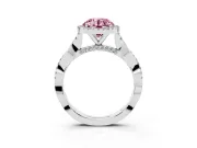 Round Twist Halo Engagement Ring Setting for a Fancy Pink Lab-Grown Diamond | Sterling Silver
