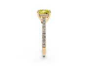 Princess Cut Hidden Halo Pave Engagement Ring Setting for a Fancy Yellow Lab-Grown Diamond | Claw Prongs | Yellow Gold