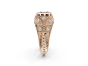 Asscher Cut Vintage Bezel Engagement Ring Setting for a Fancy Pink Lab-Grown Diamond | Rose Gold